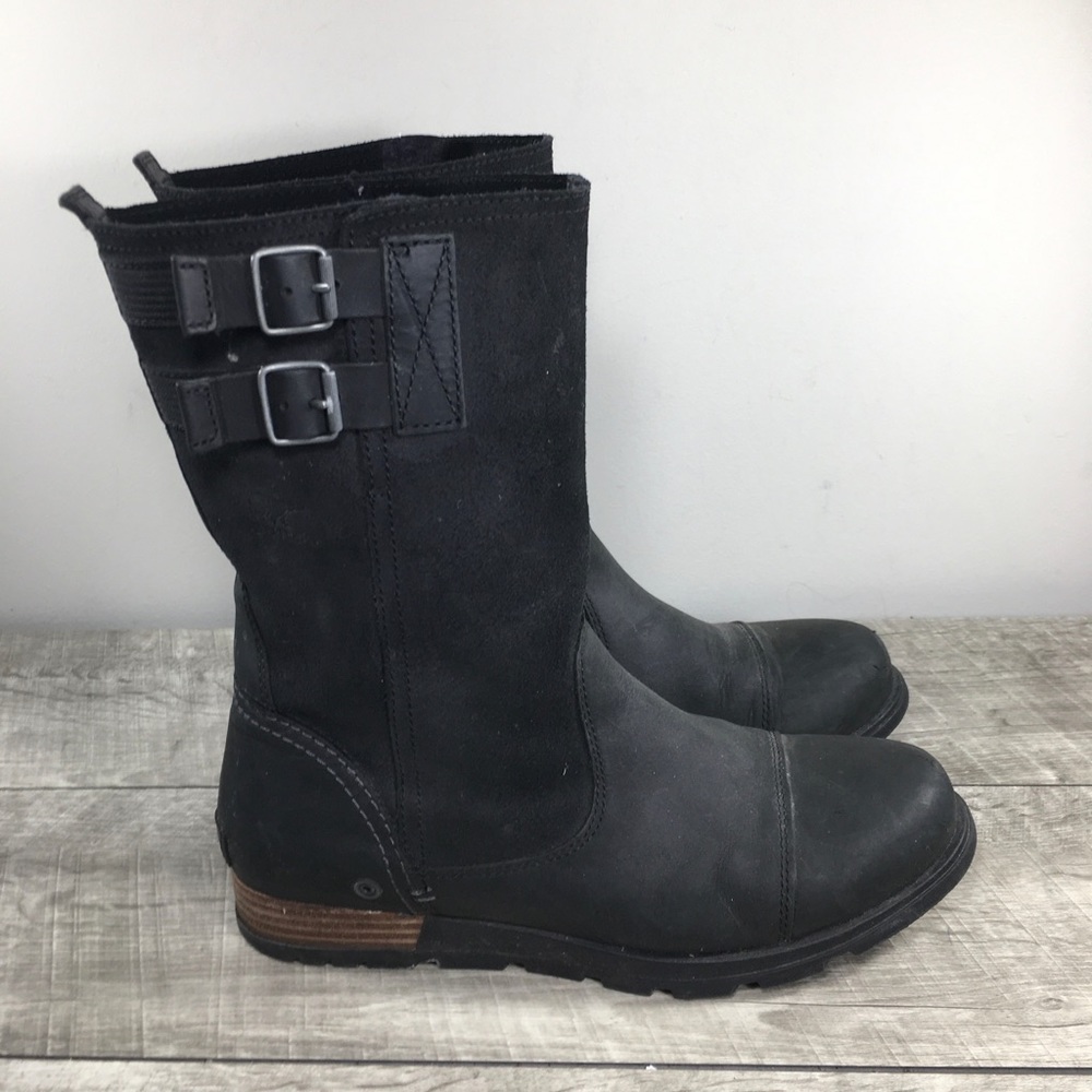 Sorel NL2166-010 Major Pull On Waterproof Black Leather Womens Boots Size 9.5